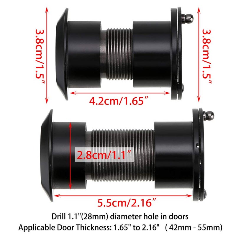Sumnacon Large Door Viewer 220-degree with Heavy Duty Rotating Privacy Cover, Solid Brass Security Peephole for 1.65" to 2.16" Doors for Home Office Hotel, Black - Image 3